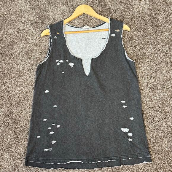 POL NWOT Women's Size Small Thrashed Tank Top Raw Hem Thick Cotton Grunge Harley - Picture 1 of 7